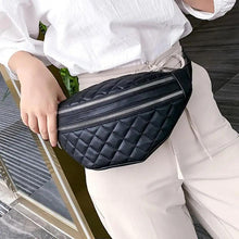 Load image into Gallery viewer, Luxury Black  PU Leather Fashion Women Waist Bag Waterproof Fanny Pack Beautiful Design Fanny Pack Cool Travel Waist Bag
