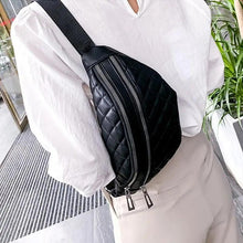Load image into Gallery viewer, Luxury Black  PU Leather Fashion Women Waist Bag Waterproof Fanny Pack Beautiful Design Fanny Pack Cool Travel Waist Bag
