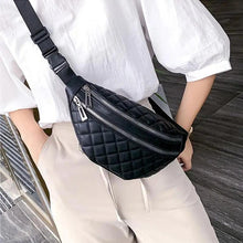 Load image into Gallery viewer, Luxury Black  PU Leather Fashion Women Waist Bag Waterproof Fanny Pack Beautiful Design Fanny Pack Cool Travel Waist Bag
