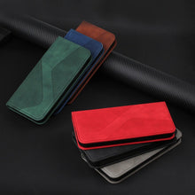 Load image into Gallery viewer, Luxury Blue Flip Wallet Case For iPhone 14 13 12 Mini Plus 11 Pro Magnetic Cards Phone Cover Magnetic PU Leather Phone Case Classic S-shaped Simple Flip Wallet Cover
