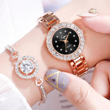 Load image into Gallery viewer, Luxury Bracelet Watches Set For Women Fashion Geometric Bangle Quartz Clock Wrist Watch With Quartz Movement Crystal Diamond Classic Fashion Romantic Jewelry Cuff Bracelet Set
