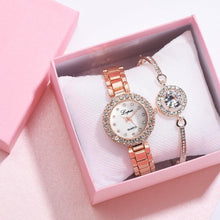 Load image into Gallery viewer, Luxury Bracelet Watches Set For Women Fashion Geometric Bangle Quartz Clock Wrist Watch With Quartz Movement Crystal Diamond Classic Fashion Romantic Jewelry Cuff Bracelet Set
