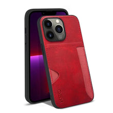 Load image into Gallery viewer, Luxury Brown Leather With Card Holder Phone Case For iPhone 11 12 Pro Max Soft Silicone Back Cover For iPhone 13 14 Pro Genuine Leather Case for iPhone
