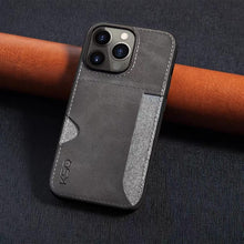 Load image into Gallery viewer, Luxury Brown Leather With Card Holder Phone Case For iPhone 11 12 Pro Max Soft Silicone Back Cover For iPhone 13 14 Pro Genuine Leather Case for iPhone
