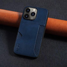 Load image into Gallery viewer, Luxury Brown Leather With Card Holder Phone Case For iPhone 11 12 Pro Max Soft Silicone Back Cover For iPhone 13 14 Pro Genuine Leather Case for iPhone
