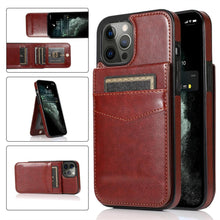 Load image into Gallery viewer, Luxury Cards Case For iPhone 14 13 12 Mini 11 Pro Max Durable Leather Strong Stand Holder Phone Cover Magnetic Flip Case For Women Girls With Card Holder Secure Card Holder
