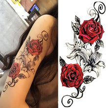 Load image into Gallery viewer, Luxury Colorful And Black Womens Tattoo Temporary Flower Waterproof Elegant Modern Tattoo For Shoulder
