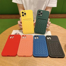 Load image into Gallery viewer, Luxury Colorful Card Holder Wallet Case For iPhone 14 13 11 12 Pro Max Mini 14 Plus Soft Silicone Purse Cover  Silicone Case with Card Holder Compatible with iPhone
