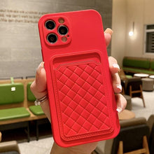 Load image into Gallery viewer, Luxury Colorful Card Holder Wallet Case For iPhone 14 13 11 12 Pro Max Mini 14 Plus Soft Silicone Purse Cover  Silicone Case with Card Holder Compatible with iPhone
