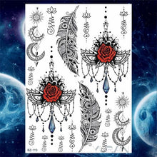 Load image into Gallery viewer, Luxury Colorful Flower Lavender Waterproof Temporary Tattoos Animals Arm Chest Tattoo Stickers Elegant Summer Style For Womens Mens
