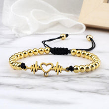 Load image into Gallery viewer, Luxury Copper Beads Pendant Beaded Bracelet Adjustable Life Tree Word Heart Shape Alloy Charm Bangles Couple Wrist Gold Bracelets For Women Bracelet Set Stretch Stackable Bracelets
