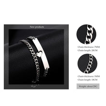 Load image into Gallery viewer, Luxury Couple Heart-Shaped Bracelet For Couples Stainless Steel Chain Mens And Womens Charm Stainless Steel Chain Bracelet Silver Fashion Cuban Link Adjustable Bracelet
