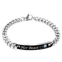 Load image into Gallery viewer, Luxury Couple Titanium Steel Alloy King Queen Bracelet Alloy Pendant Lover Letter Bracelet Attraction Distance Relationship Couples Bracelet For Men Women Bracelets Matching Link Chain Elegant Bracelets
