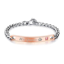 Load image into Gallery viewer, Luxury Couple Titanium Steel Alloy King Queen Bracelet Alloy Pendant Lover Letter Bracelet Attraction Distance Relationship Couples Bracelet For Men Women Bracelets Matching Link Chain Elegant Bracelets
