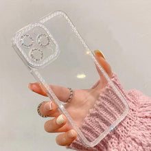 Load image into Gallery viewer, Luxury Crystal Diamond Bumper Clear Case for iPhone 13 12 11 Pro Max X XR XS 8Plus Soft Transparent Shiny Design Shockproof Bumper Soft Case Slim Cute Transparent Silicone Cover
