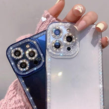 Load image into Gallery viewer, Luxury Crystal Diamond Bumper Clear Case for iPhone 13 12 11 Pro Max X XR XS 8Plus Soft Transparent Shiny Design Shockproof Bumper Soft Case Slim Cute Transparent Silicone Cover

