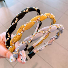 Load image into Gallery viewer, Luxury Crystal Rhinestone Cross Hair Bands For Girls Women Chiffon Stylish Headwear Korean Hair Bands Hoop New Fashion Gorgeous Hair Accessories For Women
