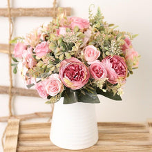 Load image into Gallery viewer, Luxury Fake Flowers Artificial Silk Roses High Quality Big Bouquet For Office Parties Bridal and Wedding Decoration Artificial Rose Flowers Bouquet Silk Flowers Rose for Home Bridal Wedding Party Festival Decor
