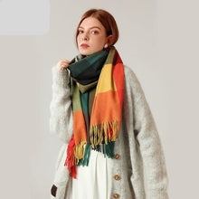 Load image into Gallery viewer, Luxury Fashion Autumn Winter Soft Warm Scarf Plaid Colorful Hijabs Cashmere Scarves Warm Soft Bandana Women's Lightweight Scarves Elegant Echarpe  Escharpe Soft Wool Elegant Tassel For Women
