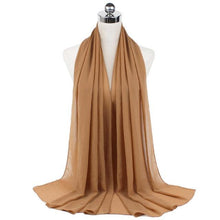 Load image into Gallery viewer, Luxury Fashion Long Soft Solid Chiffon Scarf Head Wrap Echarpe Shawl Lightweight Headscarf Instant Ready To Wear Elegant Hijab Scarf Wrap Muslim Shawl Islamic Hijabs Arab Wrap Head Scarves For Women
