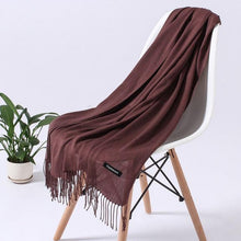Load image into Gallery viewer, Luxury Fashion Winter Solid Colorful Soft Scarf Hijabs Tassels Long Warm Shawls Hijabs Lightweight Scarfs Scarves Cashmere Elegant Hijabs Scarves Wraps For Women
