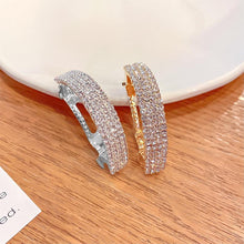 Load image into Gallery viewer, Luxury Full Rhinestone Crystals Gold Silver Ponytail Holder Buckle Hair Clips Elegant Women Sparkly Semicircle Metal Spring Hair Clips Barrette Accessories for Women
