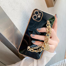 Load image into Gallery viewer, Luxury Glossy Gold Color Metal Coin Bracelet Chain Protective Case Cover For iPhone Soft Case for iPhone 13 12 Pro Max 14 11 pro max X XS XR 7 8 Plus Cover
