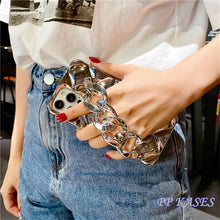 Load image into Gallery viewer, Luxury Gold Plating Electroplated Bracelet Cute Compatible with iPhone Diamond Case Luxury Sparkle Glitter Rhinestone  Phone Case For iPhone 14 13 Promax 11 12 Pro Max Mini Xs Max XR 8 7 Plus Mirror Cover

