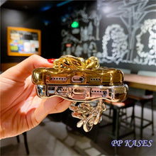 Load image into Gallery viewer, Luxury Gold Plating Electroplated Bracelet Cute Compatible with iPhone Diamond Case Luxury Sparkle Glitter Rhinestone  Phone Case For iPhone 14 13 Promax 11 12 Pro Max Mini Xs Max XR 8 7 Plus Mirror Cover
