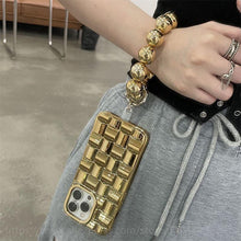 Load image into Gallery viewer, Luxury Gold Plating Electroplated Bracelet Cute Compatible with iPhone Diamond Case Luxury Sparkle Glitter Rhinestone  Phone Case For iPhone 14 13 Promax 11 12 Pro Max Mini Xs Max XR 8 7 Plus Mirror Cover
