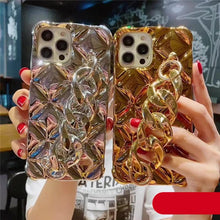 Load image into Gallery viewer, Luxury Gold Plating Electroplated Bracelet Cute Compatible with iPhone Diamond Case Luxury Sparkle Glitter Rhinestone  Phone Case For iPhone 14 13 Promax 11 12 Pro Max Mini Xs Max XR 8 7 Plus Mirror Cover
