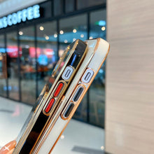 Load image into Gallery viewer, Luxury Gold Plating Phone Case With Card Slot For iphone 13 Pro 12 11 Pro MAX XS XR XS MAX Luxury Black Orange Phone Cover Back Case with Golden Frame Case for iPhone
