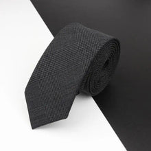 Load image into Gallery viewer, Luxury High Quality Black Grey Skinny Wool Tie For Men Business Meeting Necktie Fashionable Design Excellent Men Gift
