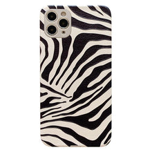 Load image into Gallery viewer, Luxury Leather Black White Zebra Pattern Phone Case for iPhone 13 12 11 14 Pro Max Xs Xr 7 14 plus Anti-fall Soft Silicone Back Cover Soft Slim Thin Luxury Shockproof Shiny Case for Girls and Women Zebra Print iPhone Case
