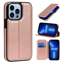 Load image into Gallery viewer, Luxury Leather Case Protect Cover For iPhone 13 12 Mini 11 Pro Max X XR XS Max Stand Flip Wallet Leather Magnetic Shockproof Flip Cover Classic Men Business Brown Phone Case
