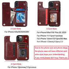 Load image into Gallery viewer, Luxury Leather Cover For iPhone 14 12 13 Mini 11 Pro XR XS Max 6 6s 7 8 Plus 5 5s Wallet Phone Card Slot Flip PU Leather Kickstand Card Slots Case Double Magnetic Clasp Durable Shockproof Cover For iPhone
