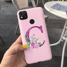 Load image into Gallery viewer, Luxury Letters Case For Xiaomi Redmi 9C 9 C NFC Case Shockproof Bumper Soft Phone Case For Redmi 9 9c 9a Redmi9A 9C 9 Back Cover Alphabet Soft Matte Liquid Silicone Slim Phone Case
