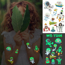 Load image into Gallery viewer, Luxury Luminous Tattoo Stickers Unicorn Stars Temporary Waterproof Luminous Fake Tattoos Stickers Dinosaur Butterfly For Children
