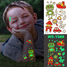 Load image into Gallery viewer, Luxury Luminous Tattoo Stickers Unicorn Stars Temporary Waterproof Luminous Fake Tattoos Stickers Dinosaur Butterfly For Children
