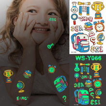 Load image into Gallery viewer, Luxury Luminous Tattoo Stickers Unicorn Stars Temporary Waterproof Luminous Fake Tattoos Stickers Dinosaur Butterfly For Children
