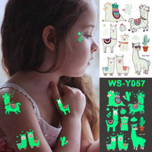 Load image into Gallery viewer, Luxury Luminous Tattoo Stickers Unicorn Stars Temporary Waterproof Luminous Fake Tattoos Stickers Dinosaur Butterfly For Children
