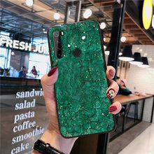 Load image into Gallery viewer, Luxury Marble Gold Foil Phone Case For Xiaomi Redmi Note 9 9S 8 8T 7 6 5 Pro 9A 9C 8A 7A 6A 10X 5G Coque Soft Silicone Cover Luxury Marble Pattern Bling Shell Back Mirror Glass Case Cover with Soft Bumper and Hybrid Technology
