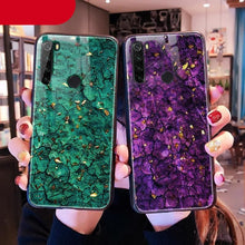Load image into Gallery viewer, Luxury Marble Gold Foil Phone Case For Xiaomi Redmi Note 9 9S 8 8T 7 6 5 Pro 9A 9C 8A 7A 6A 10X 5G Coque Soft Silicone Cover Luxury Marble Pattern Bling Shell Back Mirror Glass Case Cover with Soft Bumper and Hybrid Technology
