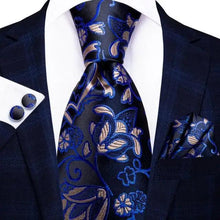 Load image into Gallery viewer, Luxury Men Silk Necktie Pocket Square Matching Handkerchief  Cufflinks Set Formal Design Printed Business Necktie For Men
