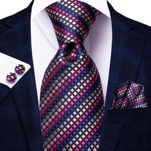 Load image into Gallery viewer, Luxury Men Silk Necktie Pocket Square Matching Handkerchief  Cufflinks Set Formal Design Printed Business Necktie For Men

