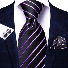 Load image into Gallery viewer, Luxury Men Silk Necktie Pocket Square Matching Handkerchief  Cufflinks Set Formal Design Printed Business Necktie For Men
