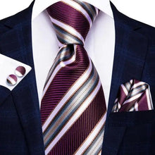 Load image into Gallery viewer, Luxury Men Silk Necktie Pocket Square Matching Handkerchief  Cufflinks Set Formal Design Printed Business Necktie For Men
