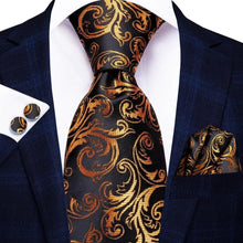Load image into Gallery viewer, Luxury Men Silk Necktie Pocket Square Matching Handkerchief  Cufflinks Set Formal Design Printed Business Necktie For Men
