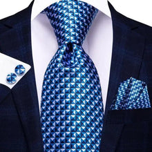 Load image into Gallery viewer, Luxury Men Silk Necktie Pocket Square Matching Handkerchief  Cufflinks Set Formal Design Printed Business Necktie For Men
