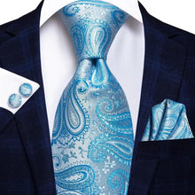 Load image into Gallery viewer, Luxury Men Silk Necktie Pocket Square Matching Handkerchief  Cufflinks Set Formal Design Printed Business Necktie For Men
